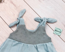 Baby Love Muslin Dresses Art.132814 Mint   Детское муслиновое  платье на завязочках
