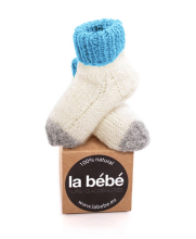 La Bebe™ Lambswool Natural Eco Socks Art.133519 Blue Dabīgas vilnas adītas bērnu zeķītes