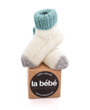 La Bebe™ Lambswool Natural Eco Socks Art.133519 Blue Dabīgas vilnas adītas bērnu zeķītes