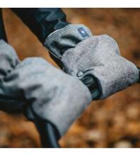 Ratiņu cimdi-mufta WOOL (divdaļīgie) MELANGE Navy Blue  Womar M-070