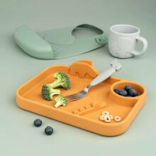 Done by Deer Peekaboo compartment plate Deer Friends, Mustard