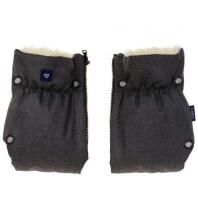Ratiņu cimdi-mufta WOOL (divdaļīgie) MELANGE GRAPHITE Womar M-070