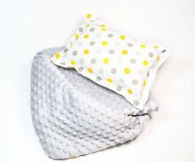 La bebe™ Minky+Cotton Set 100x75/40x25 Art.137580 Color Dots Velvet Blanket+pillow