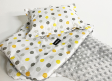 La bebe™ Minky+Cotton Set 100x75/40x25 Art.137580 Color Dots Velvet Blanket+pillow