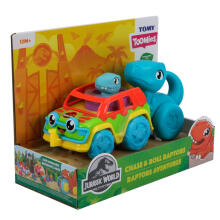 TOMY automašīnu komplekts ar dinozauru Chase & Roll Raptors, E73251