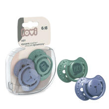 LOVI dinamiskais silikona knupītis HEY BOY, 6-18m, 2 gab, blue/green, 22/887boy