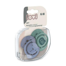 LOVI dinamiskais silikona knupītis HEY BOY, 6-18m, 2 gab, blue/green, 22/887boy