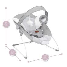 Momi Bouncer Tuli  Art.BULE00021 Wings Grey   Стильный детский шезлонг с музыкой и вибрацией