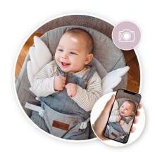 Momi Bouncer Tuli  Art.BULE00021 Wings Grey   Стильный детский шезлонг с музыкой и вибрацией
