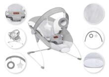 Momi Bouncer Tuli  Art.BULE00021 Wings Grey   Стильный детский шезлонг с музыкой и вибрацией