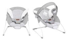 Momi Bouncer Tuli  Art.BULE00021 Wings Grey   Стильный детский шезлонг с музыкой и вибрацией