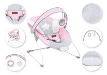 Momi Bouncer Tuli  Art.BULE00020 Wings Pink  Стильный детский шезлонг с музыкой и вибрацией