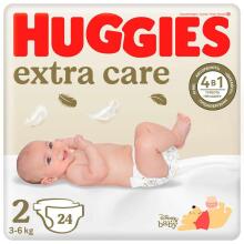 Huggies Extra Care 2 Art.041550275 ecological cotton diapers 3-6kgs, 24pcs.