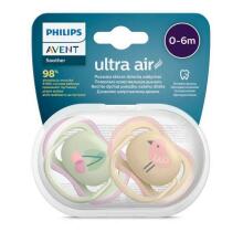 Philips Avent Ultra Air Deco Art.SCF085/13   Пустышка силиконовая, 0-6 mēn (2 gab) для девочки
