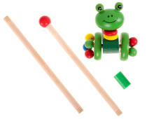 Bebe Basic Walking Toy Frog Art.KX7450 Koka krasainā stumjamā rotaļlieta