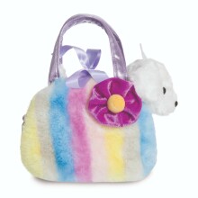 AURORA Fancy Pals Plush Puppy in a purple bag, 20 cm
