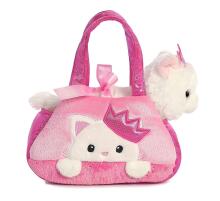 AURORA Fancy Pals Plīša kaķu princese rozā somā, 20 cm