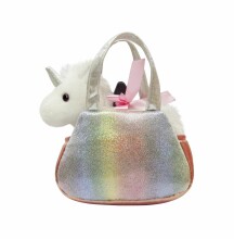 AURORA Fancy Pals Plush White unicorn in a rainbow bag, 20 cm