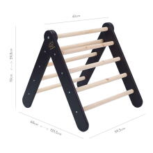 MeowBaby®  Wooden Pikler Art.146390 Black koka Pikler kāpšanas trīsstūris bērniem Montessori