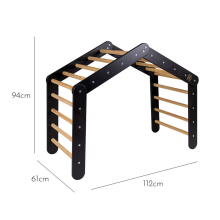 MeowBaby®  Wooden Pikler Art.146390 Black koka Pikler kāpšanas trīsstūris bērniem Montessori