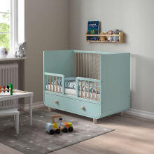 Made in Sweden Myllra Art.804.626.19 cot with drawer, 60x120 cm, liturquoise blue