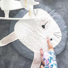 Ikonka Art.KX7618 Baby mat round grey rabbit 85cm