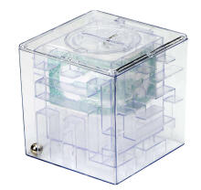 Ikonka Art.KX7765 Moneybox labyrinth puzzle transparent 10cm