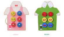 Ikonka Art.KX7859 Educational kit for learning to sew buttons pink