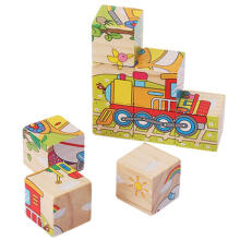 Ikonka Art.KX7878_2 Educational wooden puzzle blocks Vehicles 9el.