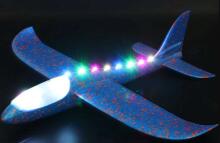 Ikonka Art.KX7956_1 Blue Glider plane Styrofoam 8LED MIX 48x47cm