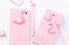 Ikonka Art.KX7424 Notebook with pen flamingo gift set