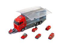 Ikonka Art.KX6681_1 Transportera kravas automašīna TIR palaidējs + metāla automašīnas ugunsdzēsēju brigāde