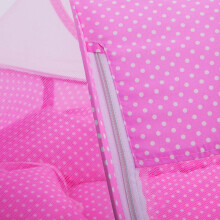 Ikonka Art.KX9919_1 Ceļojumu gultiņa ar moskītu tīklu 3in1 rozā krāsā