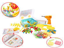 Ikonka Art.KX7838_4 Screwdriver drill construction blocks 258 elements