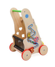 Ikonka Art.KX6495 Pushchair wooden educational cube 6in1