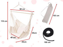 Ikonka Art.KX6485 Brazilian hammock chair with cushions ecru wooden headband