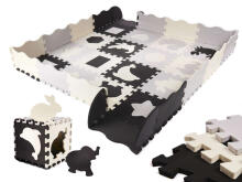 Ikonka Art.KX6268 Foam puzzles mat / playpen for children 36el. black-grey-ecru