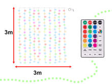 Ikonka Art.KX5722 LED lights Wedding decoration 3x3m 200LED USB + remote control 16 colours with memory