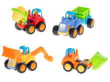 Ikonka Art.KX6007 Transportlīdzekļi traktors kravas automašīna ekskavators pašizgāzējs 4 gab HOLA