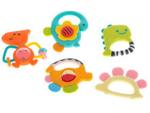 Ikonka Art.KX5999 HOLA baby teether rattle dinosaurs set of 5pc.