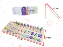 Ikonka Art.KX5961 Wooden counting wheel fish catching numbers shapes