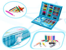 Ikonka Art.KX6355_2 Plastic painting set in a case 86el. blue