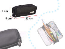Ikonka Art.KX5673_1 School pencil case triple sachet vanity case 3in1 black