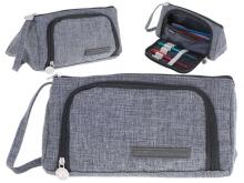 Ikonka Art.KX5672_1 School pencil case double sachet vanity case grey