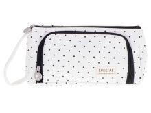 Ikonka Art.KX5672_2 School pencil case double sachet vanity case with polka dots