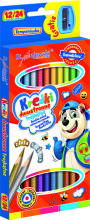 Ikonka Art.KX5485 BAMBINO School triangular pencils double sided 12/24 colours + sharpener