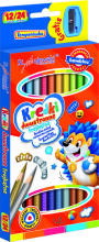 Ikonka Art.KX5485 BAMBINO School triangular pencils double sided 12/24 colours + sharpener