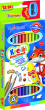 Ikonka Art.KX5485 BAMBINO School triangular pencils double sided 12/24 colours + sharpener