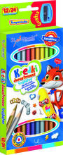 Ikonka Art.KX5485 BAMBINO School triangular pencils double sided 12/24 colours + sharpener