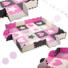 Ikonka Art.KX5420 Foam puzzle mat / playpen 36el grey/pink 143cm x 143cm x 1cm